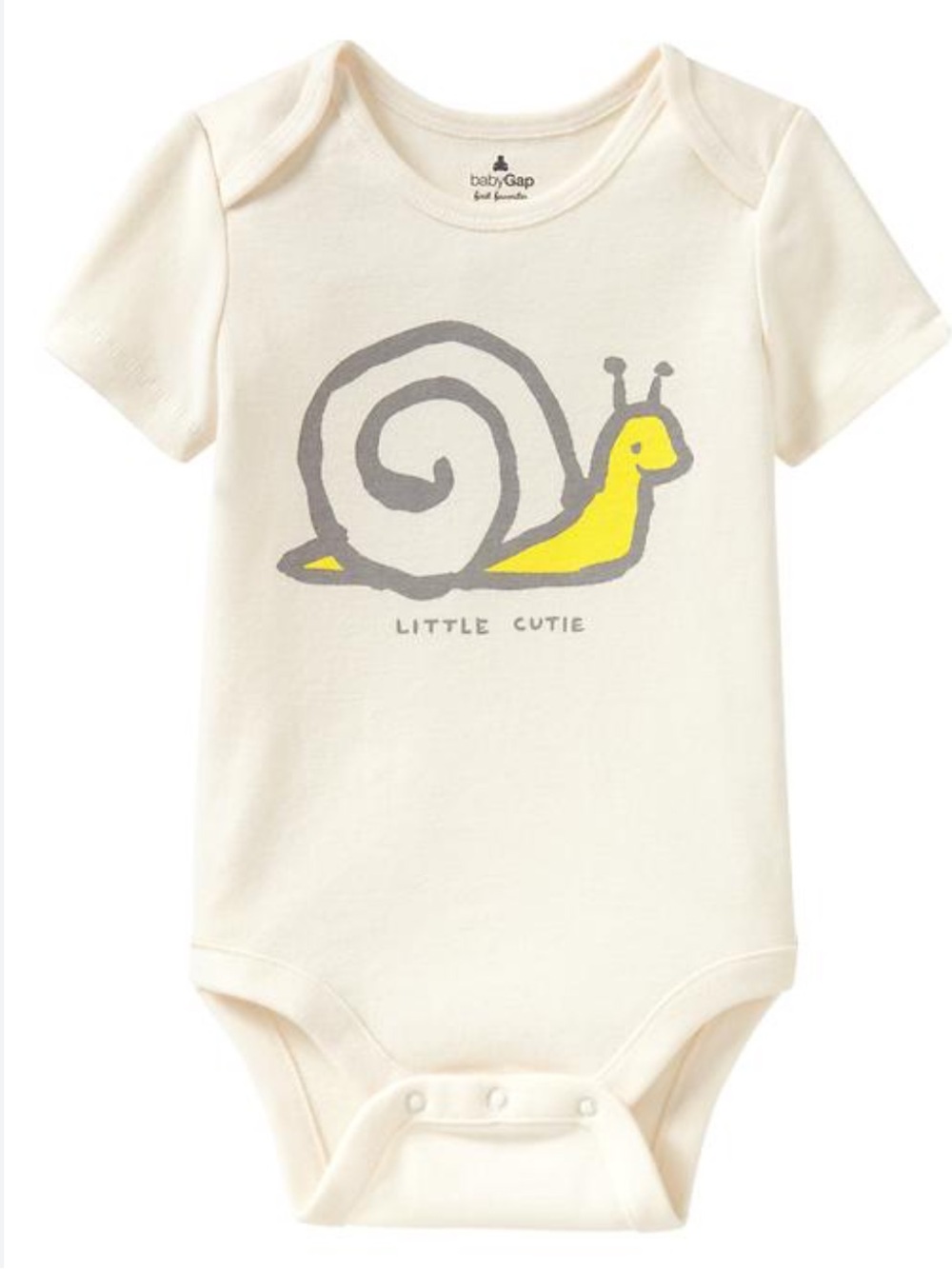 5/$15 Baby Gap Cream Bodysuit - Little Cutie Snail Size 0-3 Months